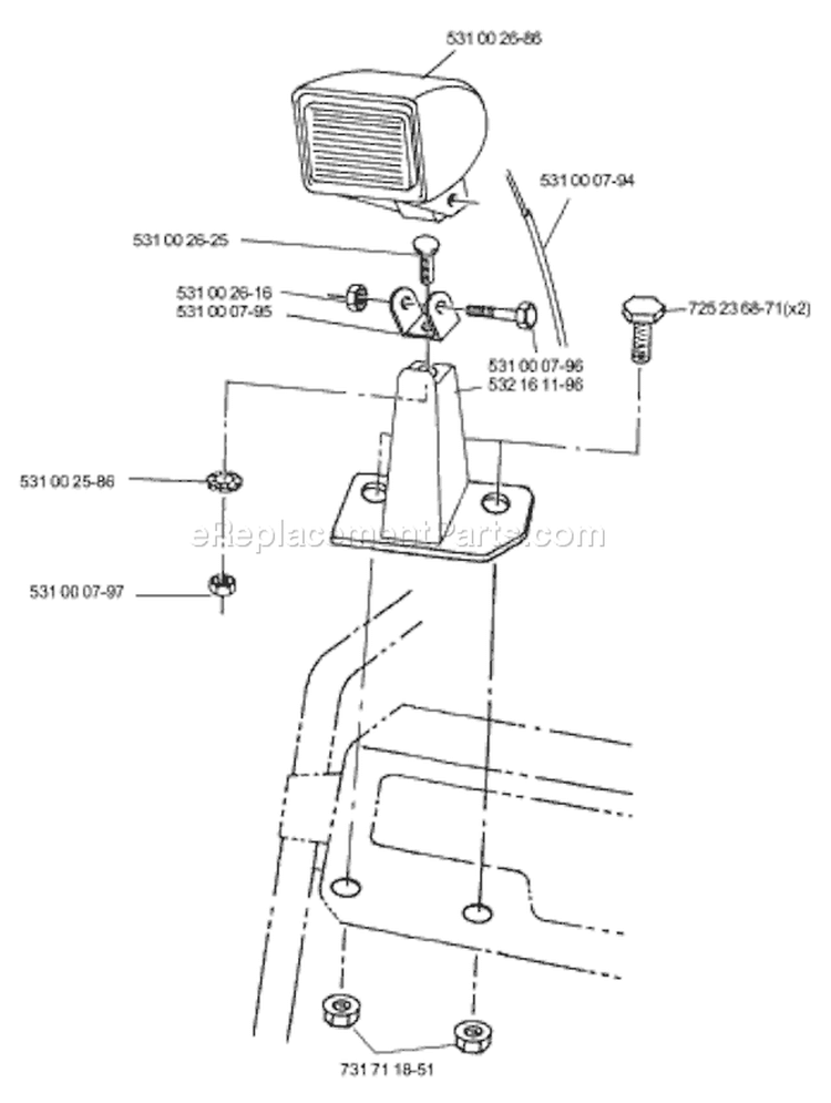 Page J Diagram and Parts List for ST723 ST 723 1999-10 Husqvarna Snow Blower