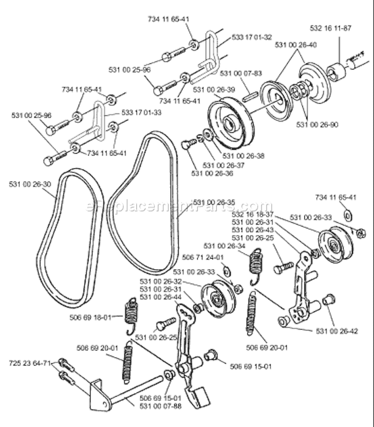 Page L Diagram and Parts List for ST723 ST 723 1999-10 Husqvarna Snow Blower