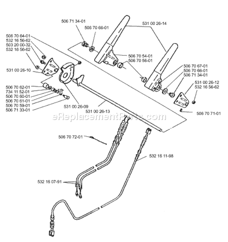 Page E Diagram and Parts List for ST723 ST 723 1999-10 Husqvarna Snow Blower