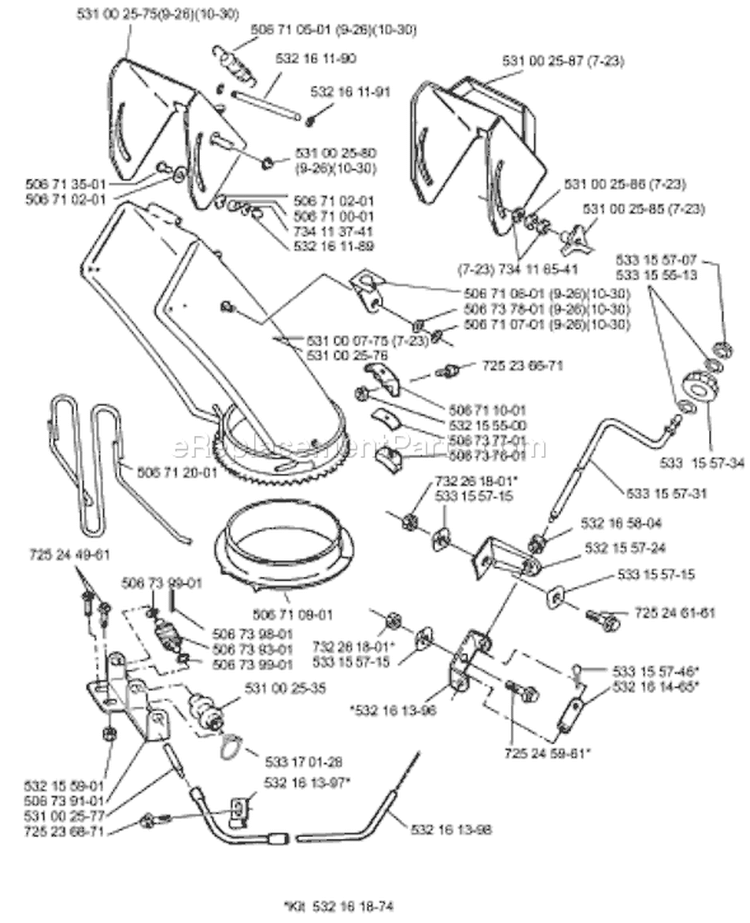 Page F Diagram and Parts List for ST723 ST 723 1999-10 Husqvarna Snow Blower