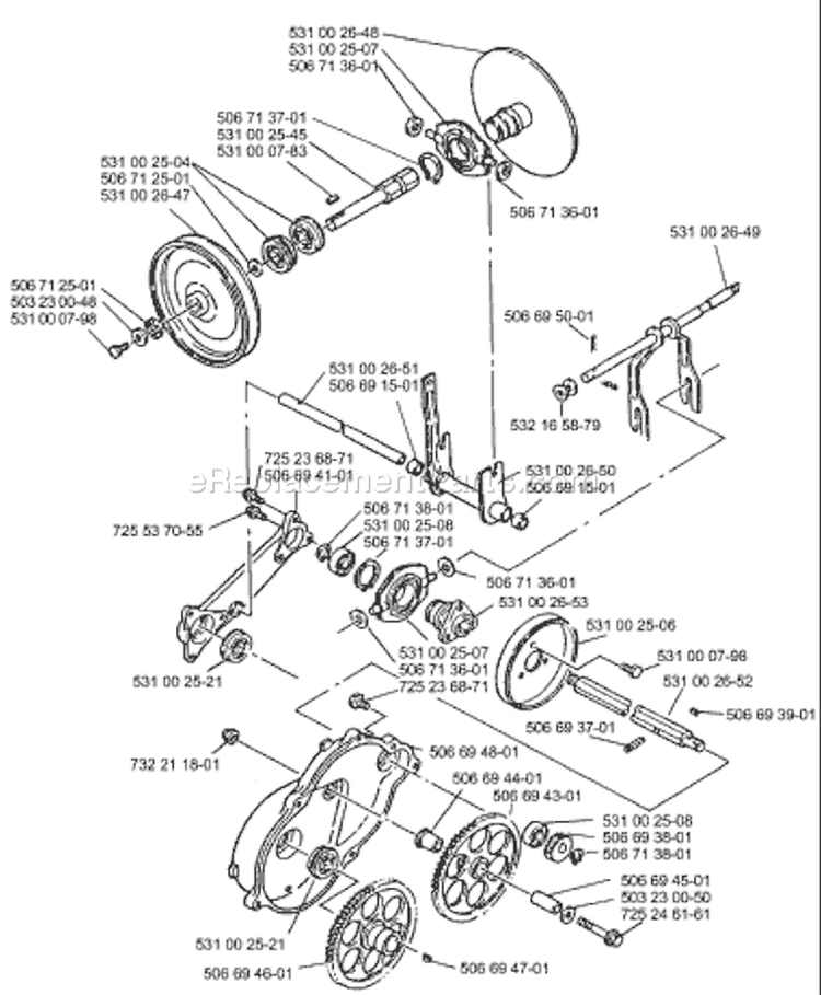 Page H Diagram and Parts List for ST723 ST 723 1999-10 Husqvarna Snow Blower