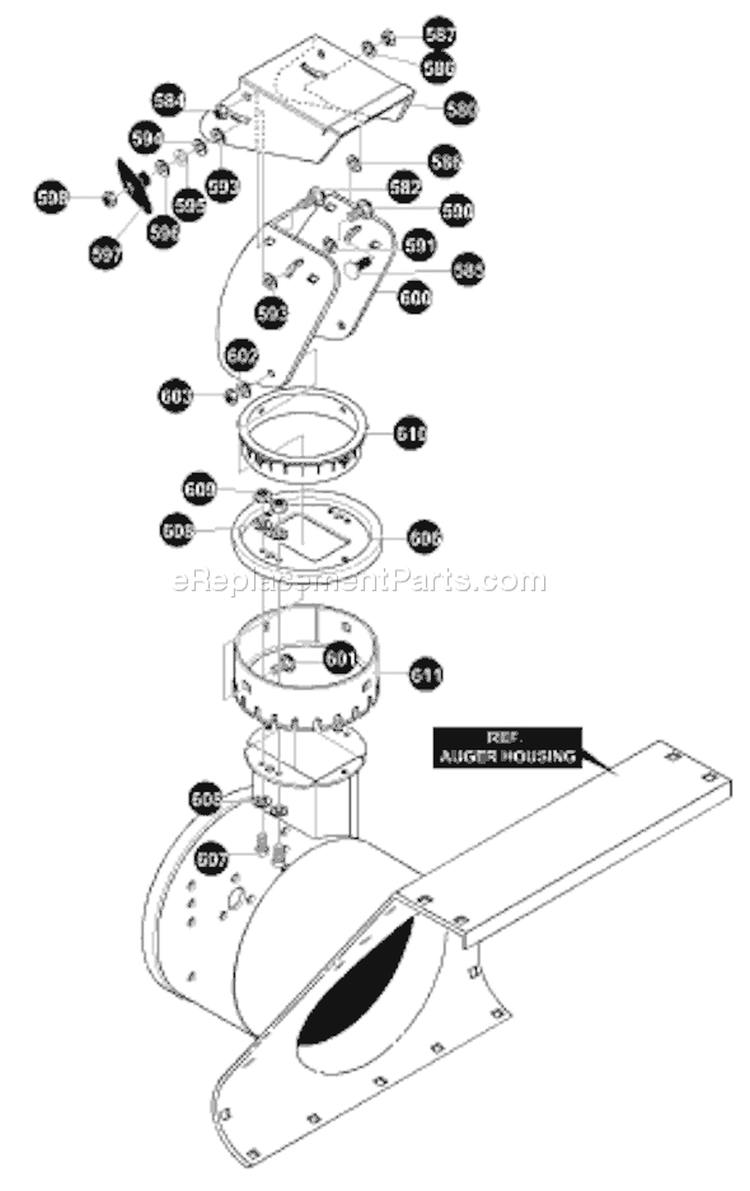 Page E Diagram and Parts List for ST724 ST 724 1996-01 Husqvarna Snow Blower