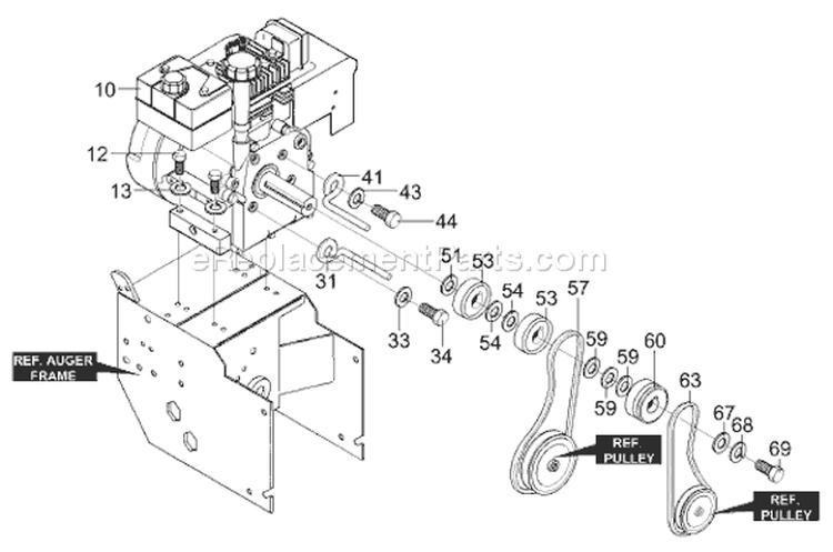 Page G Diagram and Parts List for ST724 ST 724 1996-01 Husqvarna Snow Blower