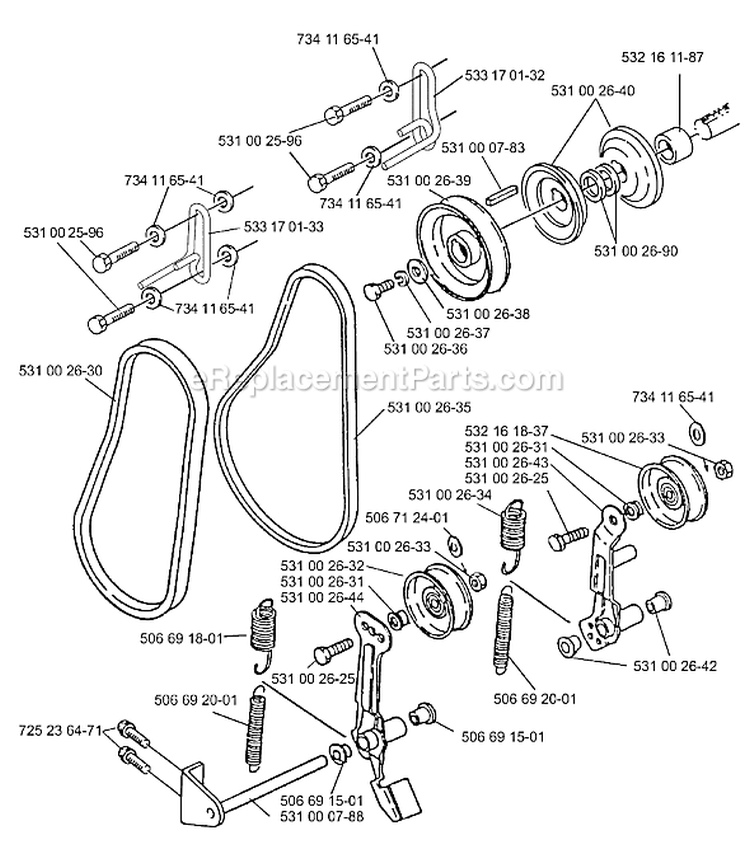 Page L Diagram and Parts List for ST926 ST 926 1999-10 Husqvarna Snow Blower