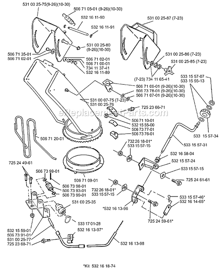 Page F Diagram and Parts List for ST926 ST 926 1999-10 Husqvarna Snow Blower