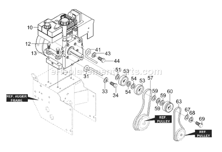 Page J Diagram and Parts List for ST927E ST 927 E 1996-01 Husqvarna Snow Blower