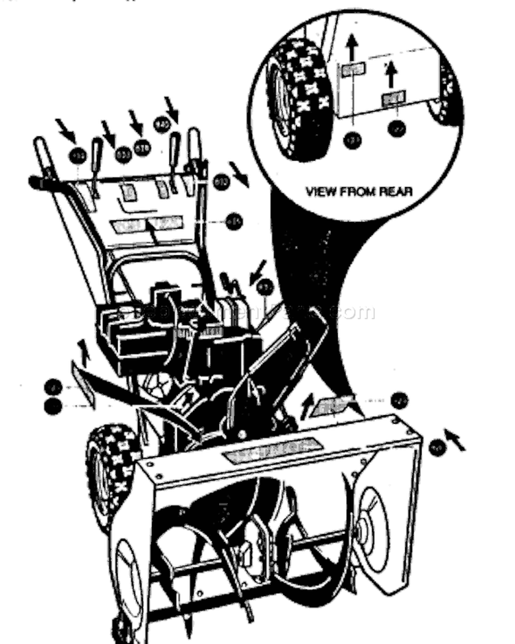 Page D Diagram and Parts List for ST927E ST 927 E 1998-01 Husqvarna Snow Blower