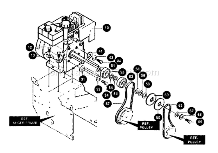 Page G Diagram and Parts List for ST927E ST 927 E 1998-01 Husqvarna Snow Blower