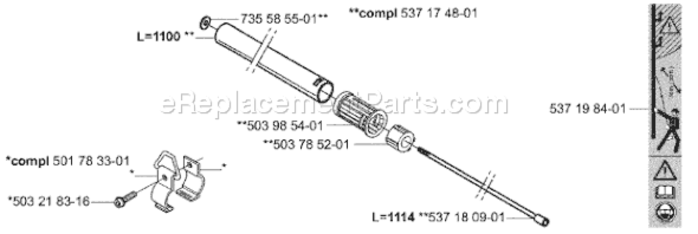 Page E Diagram and Parts List for SAW 2004-06 Husqvarna Pole Saw