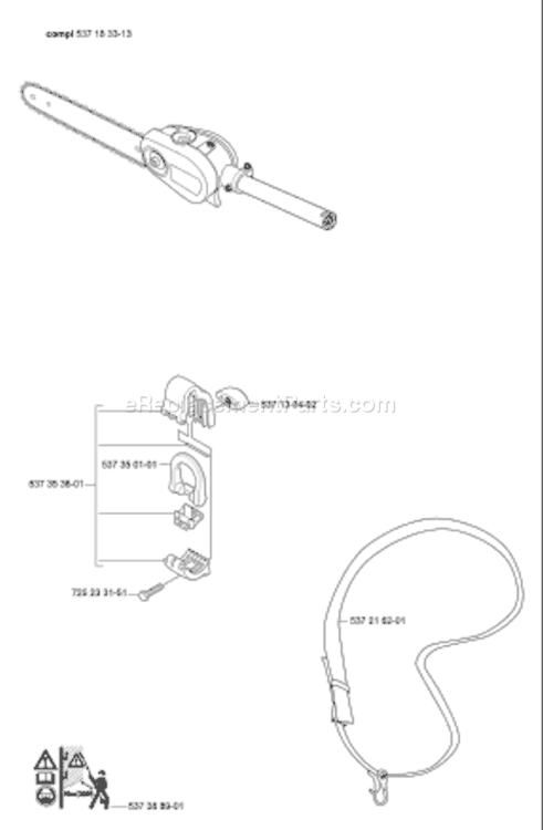 Page A Diagram and Parts List for SAW 2006-07 Husqvarna Pole Saw