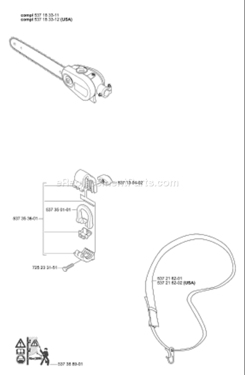 Page C Diagram and Parts List for SAW 2006-07 Husqvarna Pole Saw