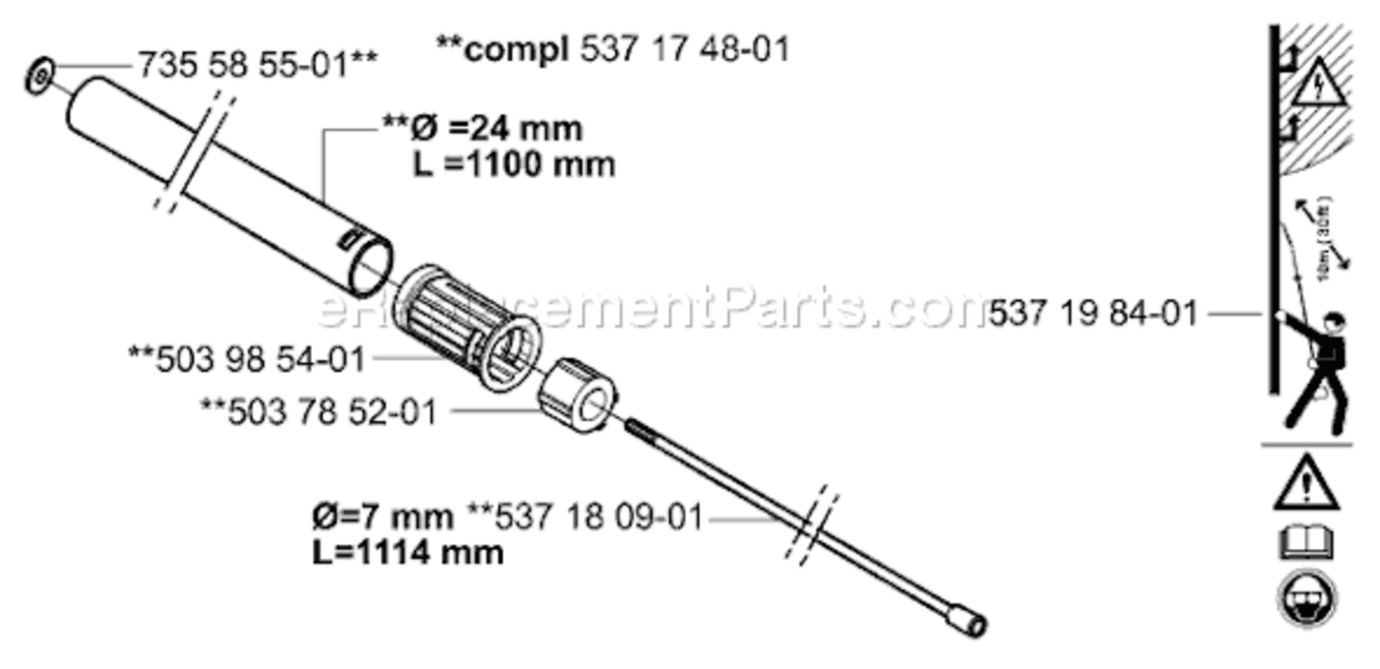 Page E Diagram and Parts List for SAW 2006-07 Husqvarna Pole Saw