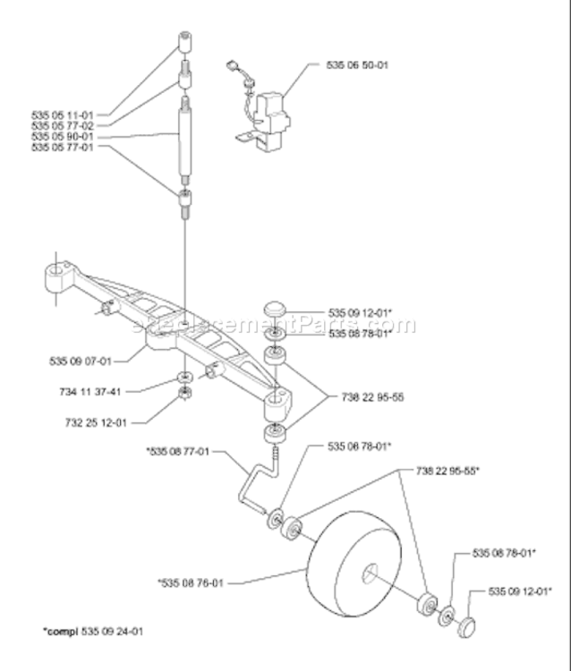 Page E Diagram and Parts List for SOLAR 2001-01 Husqvarna Lawn Mower