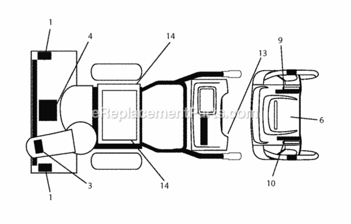 Decals Diagram and Parts List for ST 2012-08 Husqvarna Snow Blower