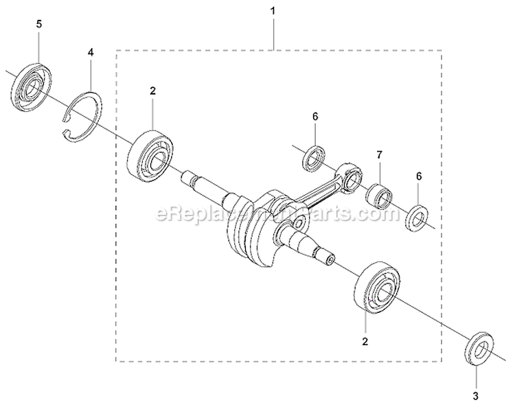 Crank Shaft Diagram and Parts List for T435 2011-04 Husqvarna Chainsaw