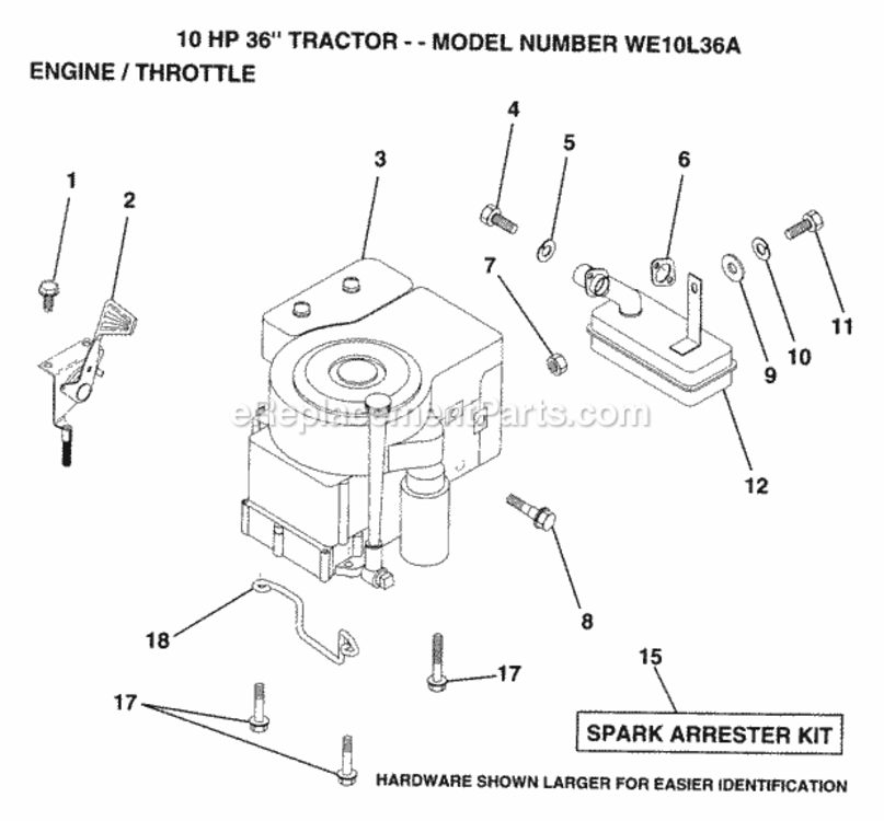 Page E Diagram and Parts List for WE10L36A 1993 Husqvarna Lawn Tractor