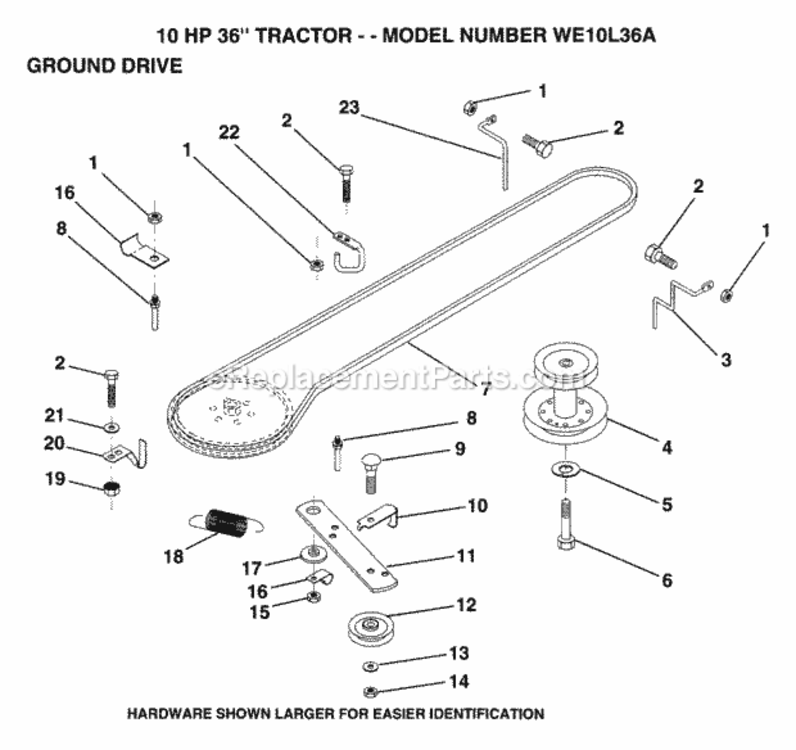 Page H Diagram and Parts List for WE10L36A 1993 Husqvarna Lawn Tractor