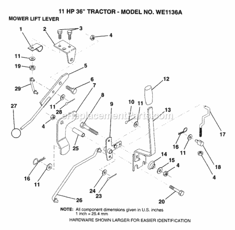 Page K Diagram and Parts List for WE1136A 1999 And Before Husqvarna Lawn Tractor