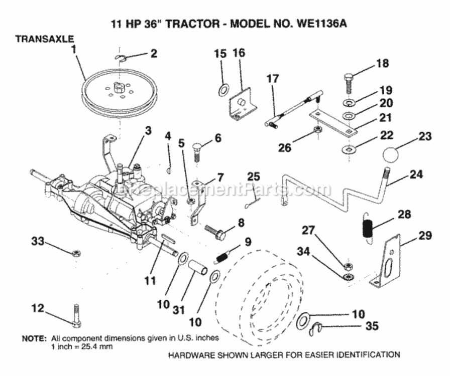 Page P Diagram and Parts List for WE1136A 1999 And Before Husqvarna Lawn Tractor
