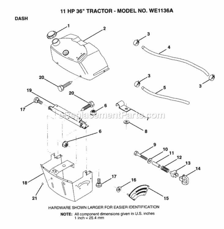 Page B Diagram and Parts List for WE1136A 1999 And Before Husqvarna Lawn Tractor
