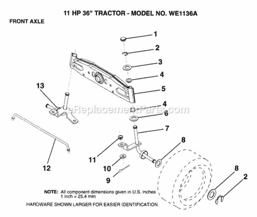 Page G Diagram and Parts List for WE1136A 1999 And Before Husqvarna Lawn Tractor