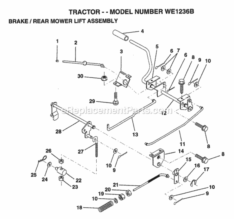 Page A Diagram and Parts List for WE1236B 1994 Husqvarna Lawn Tractor