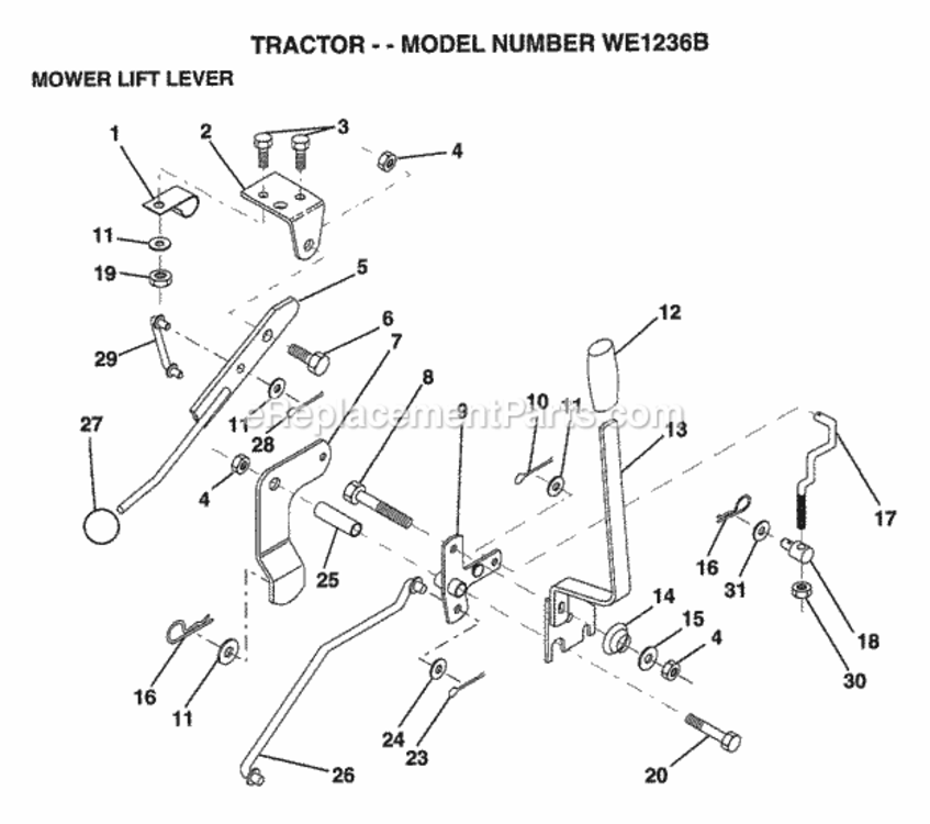 Page L Diagram and Parts List for WE1236B 1994 Husqvarna Lawn Tractor