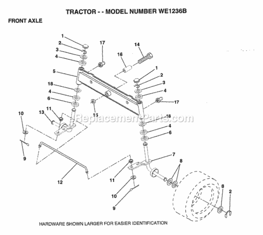 Page H Diagram and Parts List for WE1236B 1994 Husqvarna Lawn Tractor