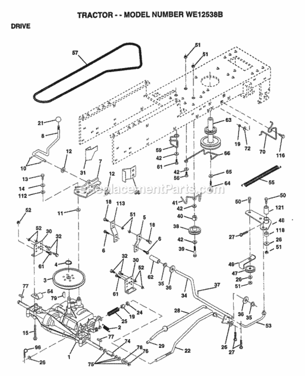 Page C Diagram and Parts List for WE12538B 1997 Husqvarna Lawn Tractor
