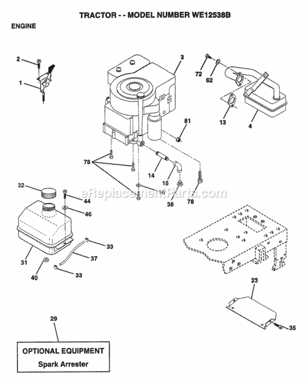 Page E Diagram and Parts List for WE12538B 1997 Husqvarna Lawn Tractor