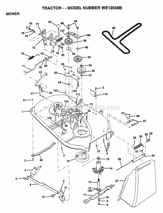 Page F Diagram and Parts List for WE12538B 1997 Husqvarna Lawn Tractor