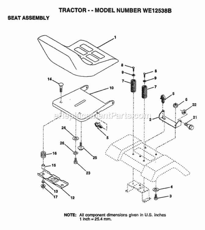 Page H Diagram and Parts List for WE12538B 1997 Husqvarna Lawn Tractor