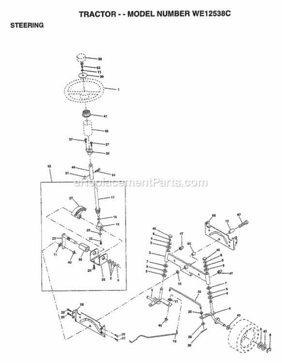 Page J Diagram and Parts List for WE12538C 1997 Husqvarna Lawn Tractor
