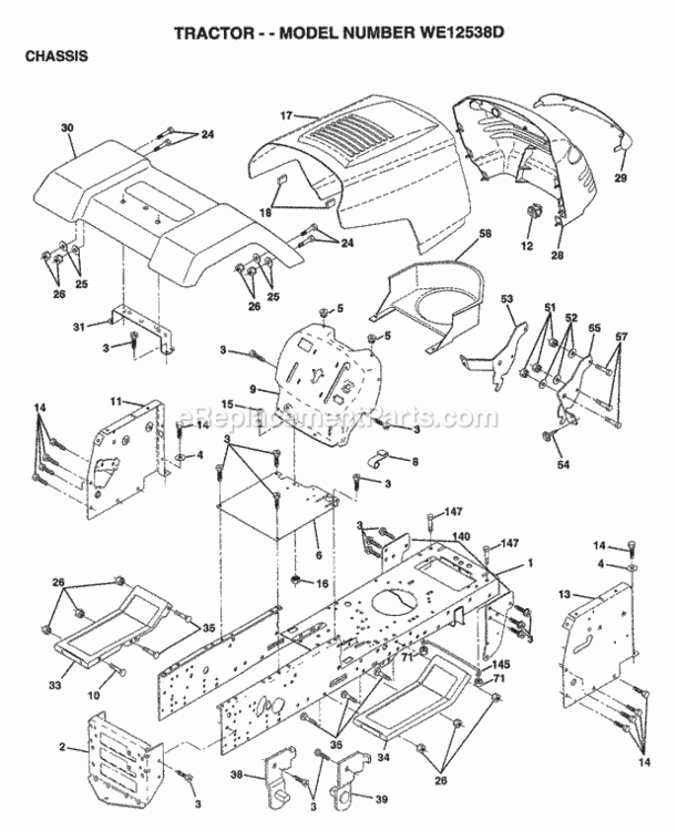 Page A Diagram and Parts List for WE12538D 1997 Husqvarna Lawn Tractor
