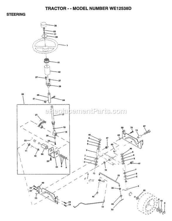 Page J Diagram and Parts List for WE12538D 1997 Husqvarna Lawn Tractor