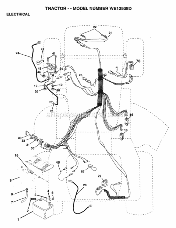 Page E Diagram and Parts List for WE12538D 1997 Husqvarna Lawn Tractor