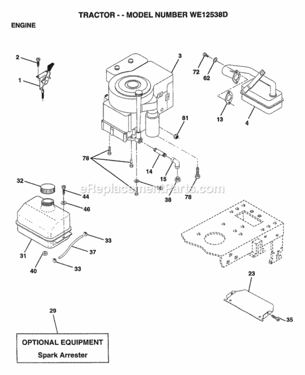 Page F Diagram and Parts List for WE12538D 1997 Husqvarna Lawn Tractor