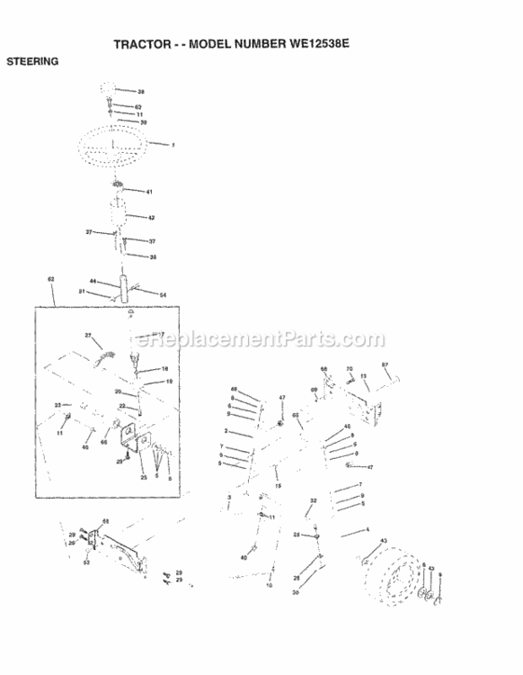 Page J Diagram and Parts List for WE12538E 1997 Husqvarna Lawn Tractor