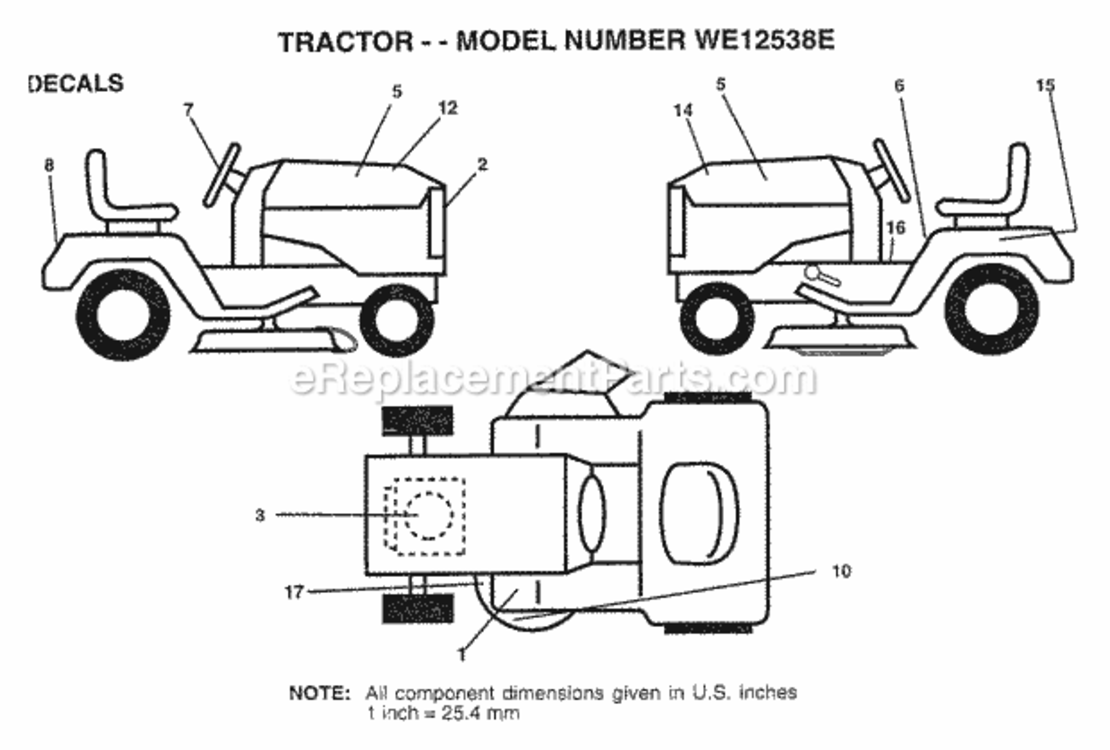 Page C Diagram and Parts List for WE12538E 1997 Husqvarna Lawn Tractor