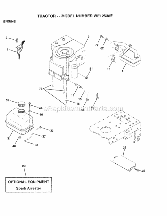 Page F Diagram and Parts List for WE12538E 1997 Husqvarna Lawn Tractor