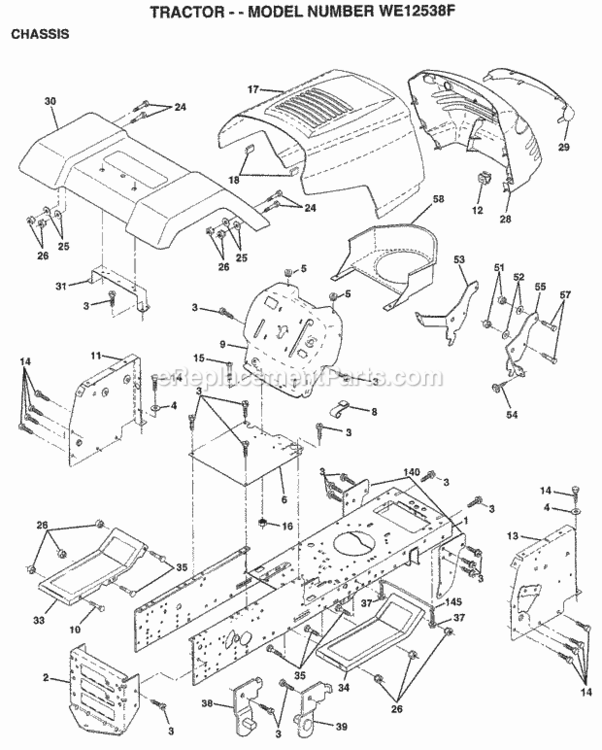 Page A Diagram and Parts List for WE12538F 1999 Husqvarna Lawn Tractor