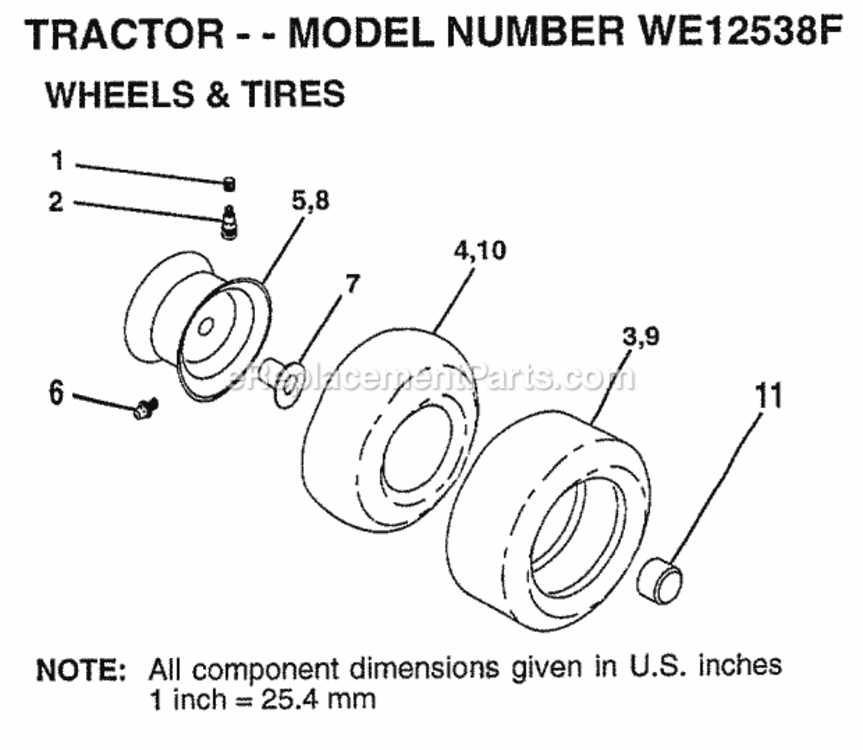 Page J Diagram and Parts List for WE12538F 1999 Husqvarna Lawn Tractor