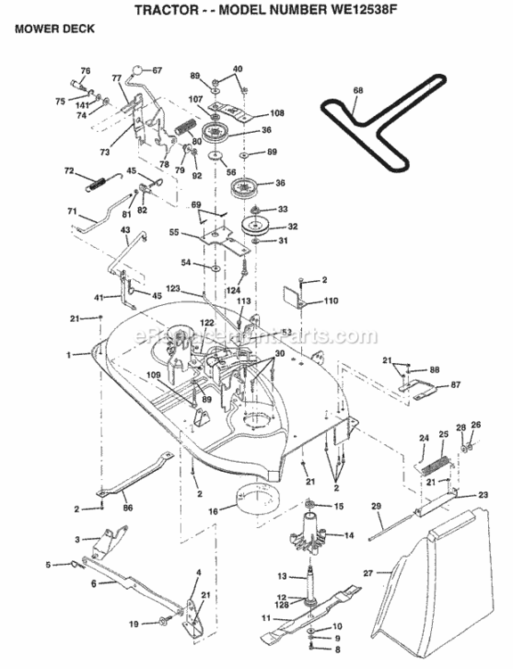 Page F Diagram and Parts List for WE12538F 1999 Husqvarna Lawn Tractor