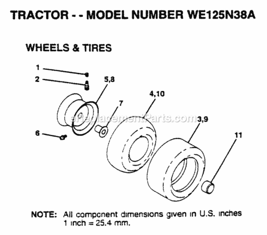 Page K Diagram and Parts List for WE125N38A 1999 And Before Husqvarna Lawn Tractor