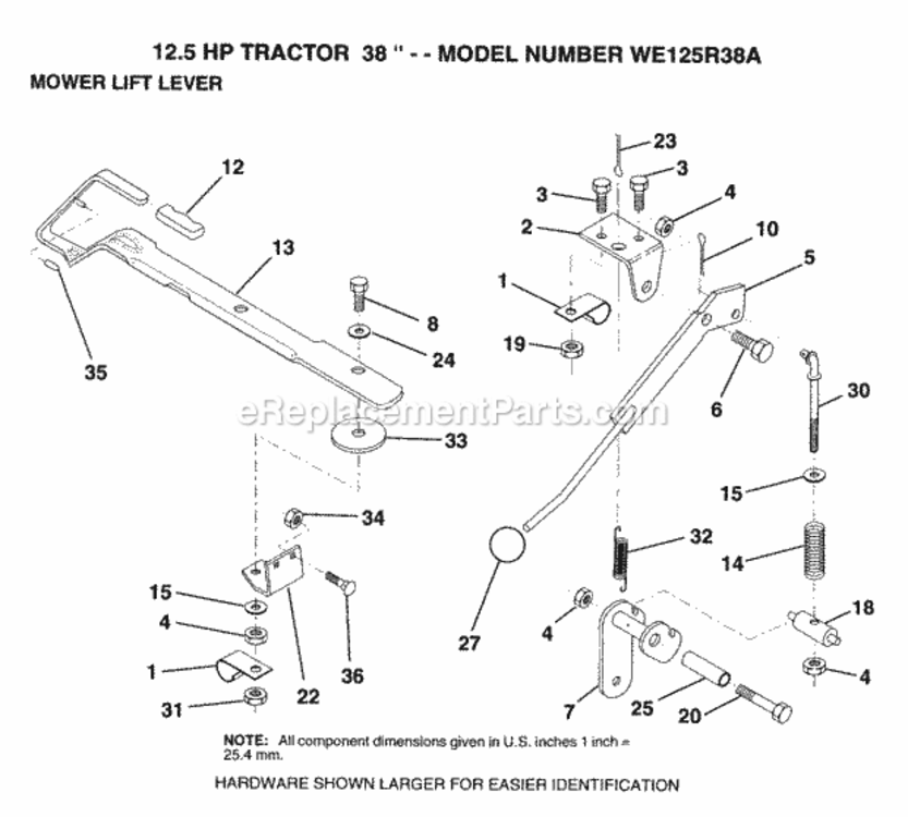 Page K Diagram and Parts List for WE125R38A 1993 Husqvarna Lawn Tractor