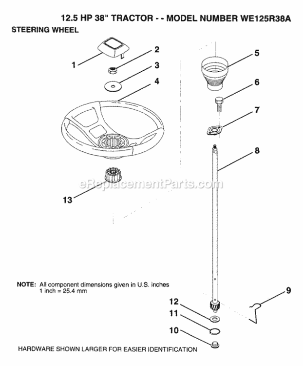 Page N Diagram and Parts List for WE125R38A 1993 Husqvarna Lawn Tractor