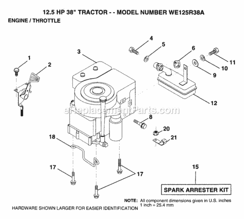 Page E Diagram and Parts List for WE125R38A 1993 Husqvarna Lawn Tractor