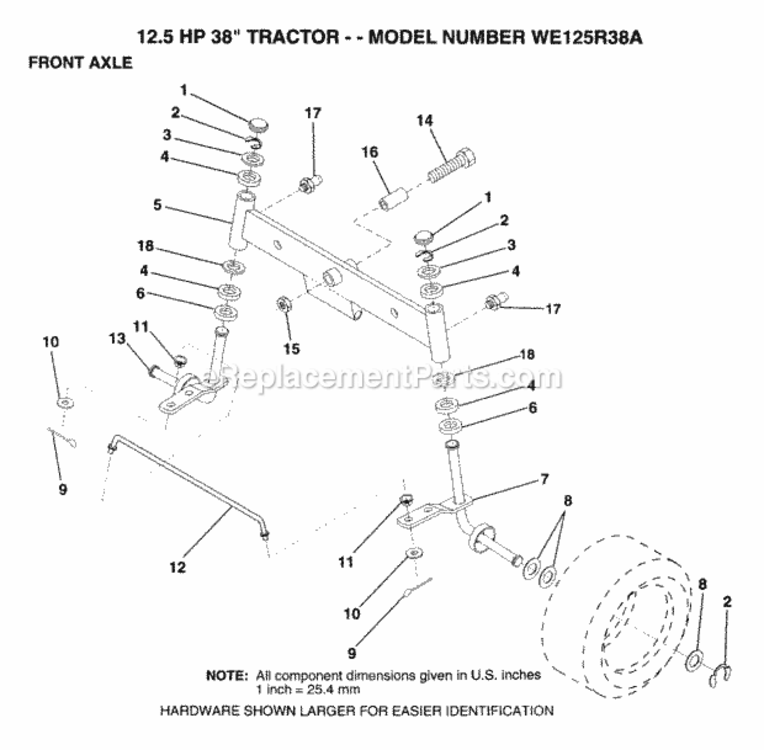 Page G Diagram and Parts List for WE125R38A 1993 Husqvarna Lawn Tractor
