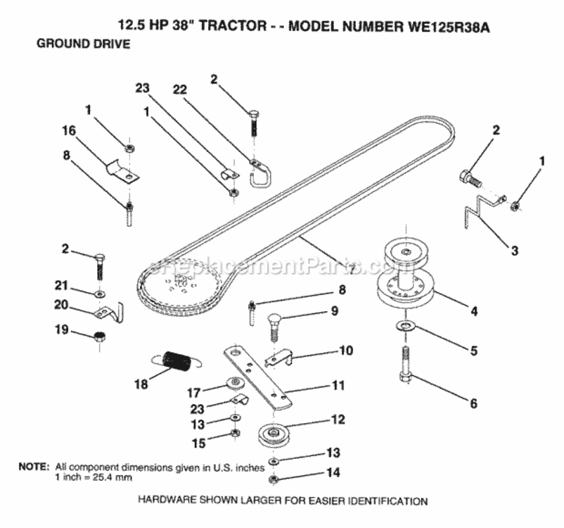 Page H Diagram and Parts List for WE125R38A 1993 Husqvarna Lawn Tractor