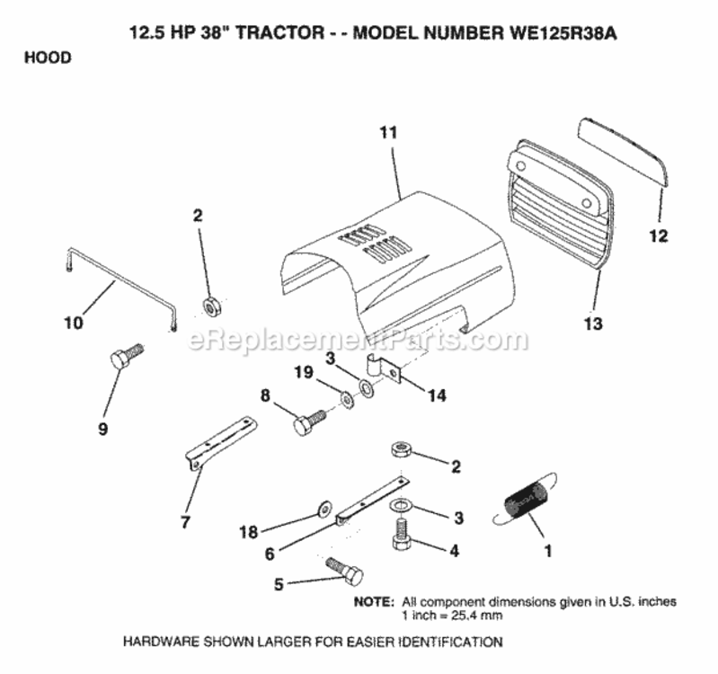 Page I Diagram and Parts List for WE125R38A 1993 Husqvarna Lawn Tractor
